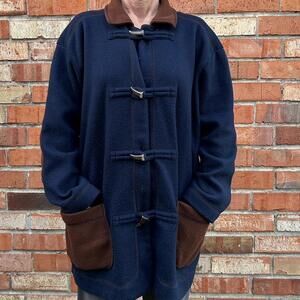 Vintage Dianne Von Fursetenburg Women's Navy and Blue Coat